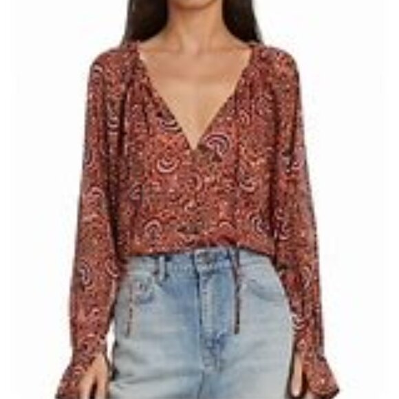NWT- A.L.C. BRYCE ABSTRACT PRINT SILK BOUSE - Picture 1 of 12